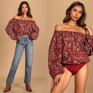NWT Free People Intimately Free Sundown Bodysuit Paisley print Small